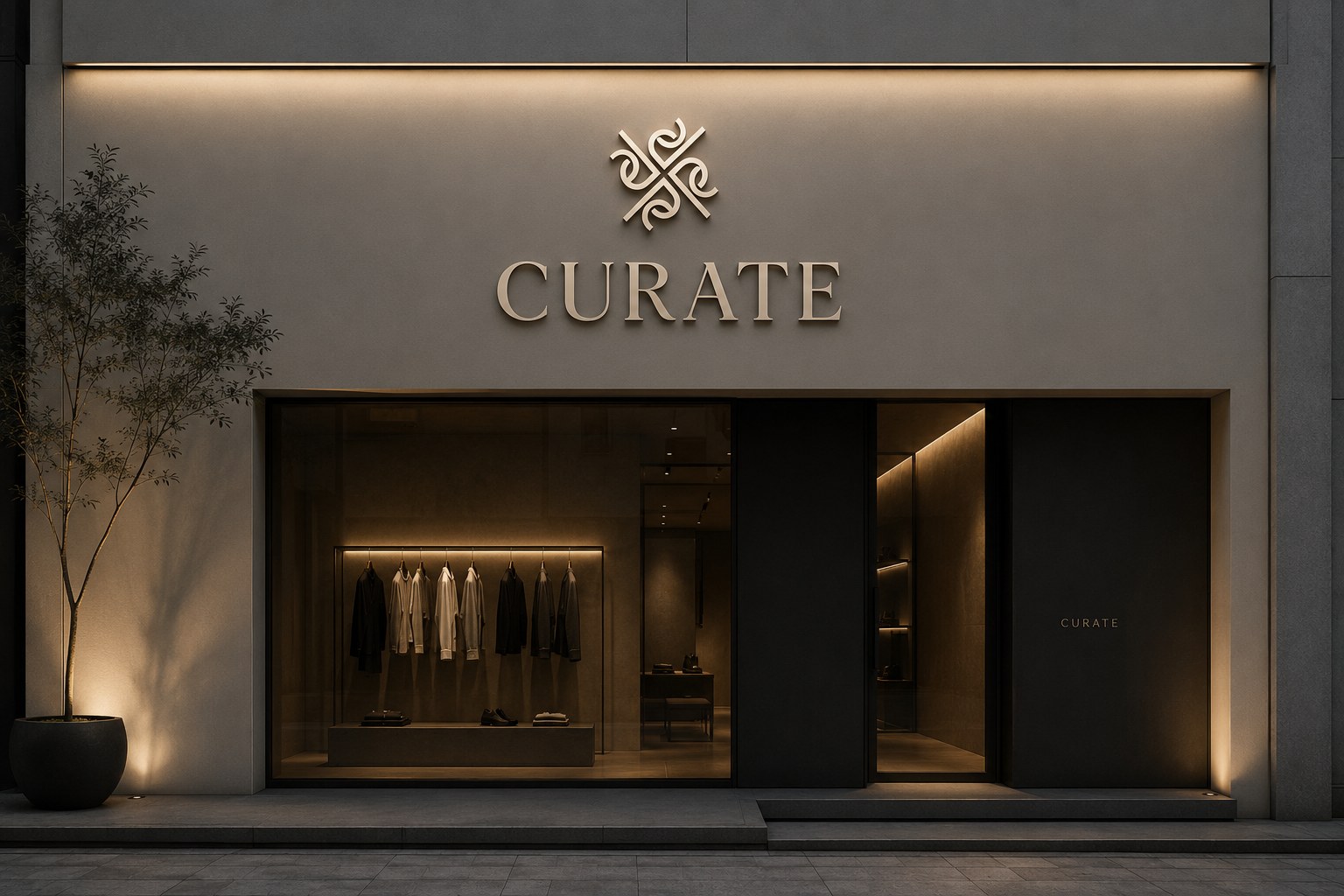 Curate brand applied in context